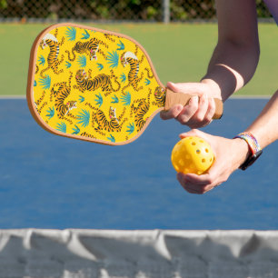 Gold Asian Tiger Pattern Pickleball Schläger