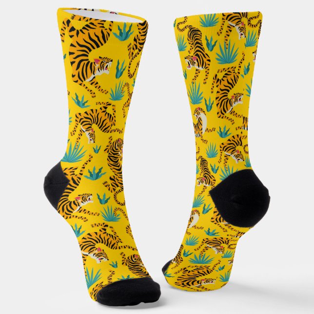 Gold Asian Tiger Pattern Socken (Gewinkelt)