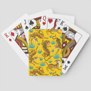 Gold Asian Tiger Pattern Spielkarten