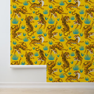 Gold Asian Tiger Pattern Tapete
