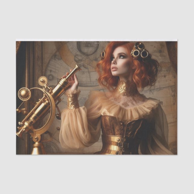 Gold Astronomen Steampunk Viktorianisch Decoupage Seidenpapier (Vorderseite)