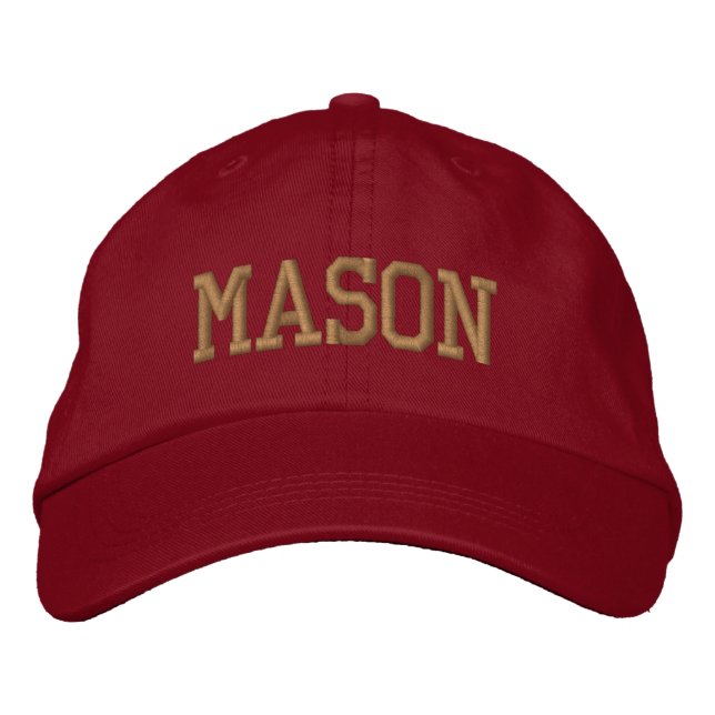 Gold Athletic Block Monogram Custom Name Bestickte Baseballkappe (Vorderseite)