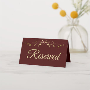 Gold & Auburn Brown Elegant Wedding vorbehalten Platzkarte