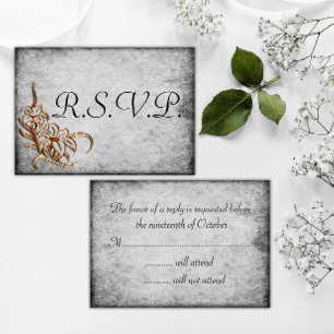 Gold auf antiker grauer Hochzeit RSVP Karte