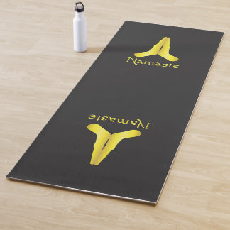 Gold auf Black Namaste Mudra Hands Yoga Mat Yogamatte