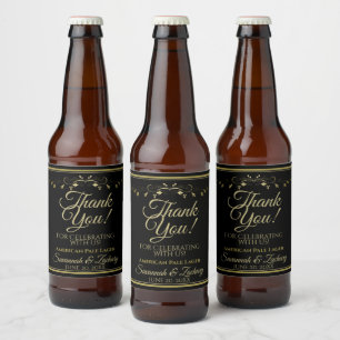 Gold auf Black Wedding Beer Flasche Label Danke Bierflaschenetikett