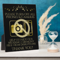 Gold auf Black Wedding No Phones oder Kameras Sign