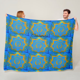 Gold auf blauen Tantrylonen Fleecedecke