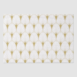 Gold auf dem White Art Deco Geometric Muster Seidenpapier
