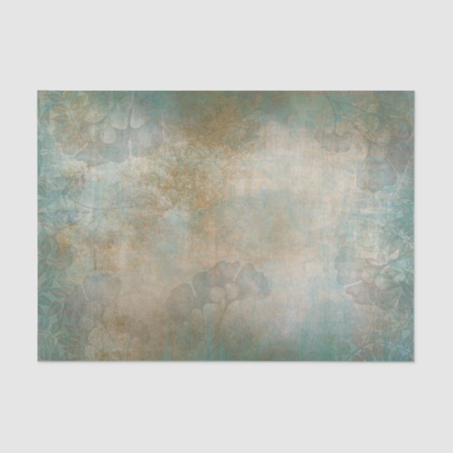 Gold auf grünen antiken rustikalen eleganten Broca Seidenpapier (Vorderseite)