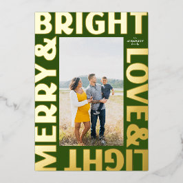 Gold auf grüner Merry und heller Liebe und Licht Folien Feiertagskarte