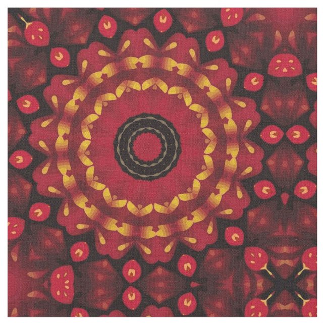 Gold auf roter Mandala Stoff (Nahaufnahme)