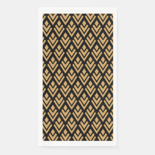 Gold auf Schwarz Art Deco Geometrisches Muster Serviette