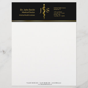 Gold auf schwarzem, klassischem Rod von Asclepius Briefbogen