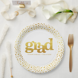 Gold auf weißem Abschluss fett-moderne Typografie Pappteller