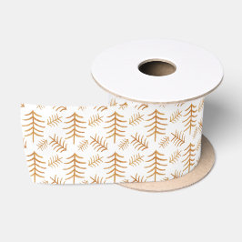 Gold auf weißen Weihnachtsbaumen Satinband