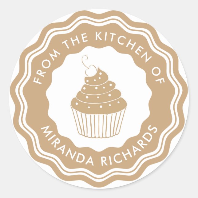 Gold aus der Küche der hausgemachten modernen Bäck Runder Aufkleber (Vorderseite)