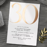 Gold aus Weiß und Rose | Simple Airy 30. Geburtsta Folieneinladung<br><div class="desc">30. Geburtstagseinladungen im modernen Stil mit einer großen Überschrift "30" in echter metallischer Folie. Ihre Veranstaltungsdetails werden unten in matt schwarzem Schriftart gedruckt. Rose Gold betont auf einem knusprigen weißen Hintergrund. (Hintergrundfarben können mit dem Design-Tool geändert werden. Sie können auch die Art der metallischen Folie ändern.)</div>