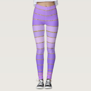 Gold ausgeprägte Lila gestreifte Leggings