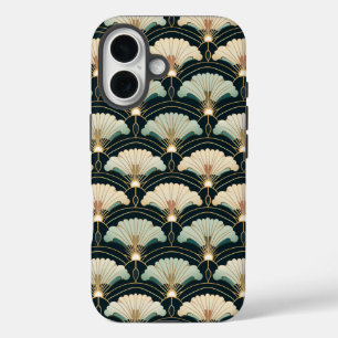 Gold ausgeprägter, japanisch inspirierter Lüfter iPhone 16 Hülle