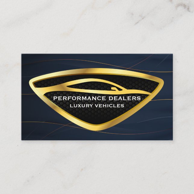 Gold Auto Car Logo | Gold Dark Blue Background Visitenkarte (Vorderseite)
