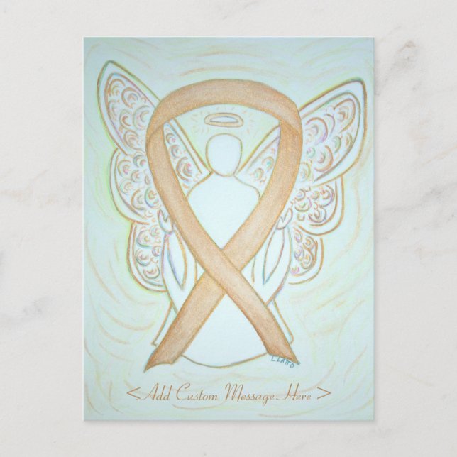 Gold Awareness Ribbon Angel Custom Postcard Postkarte (Vorderseite)