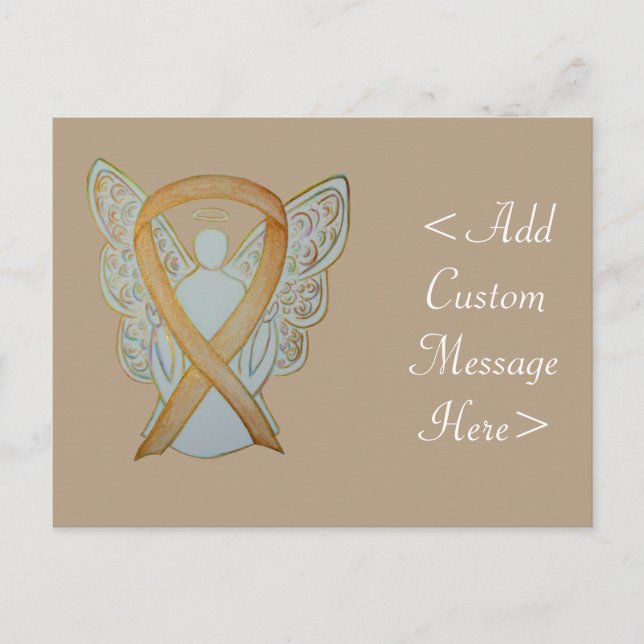 Gold Awareness Ribbon Angel Custom Postcard Postkarte (Vorderseite)