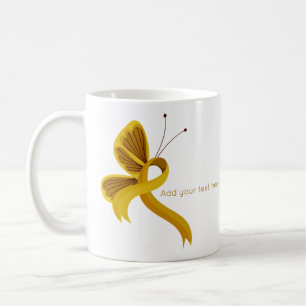 Gold Awareness Ribbon Butterfly Kaffee Tasse