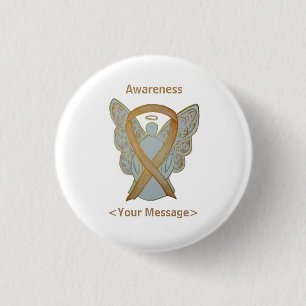 Gold Awareness Ribbon Childhood Cancer Angel Butto Button