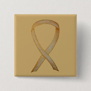 Gold Awareness Ribbon Custom Art Button