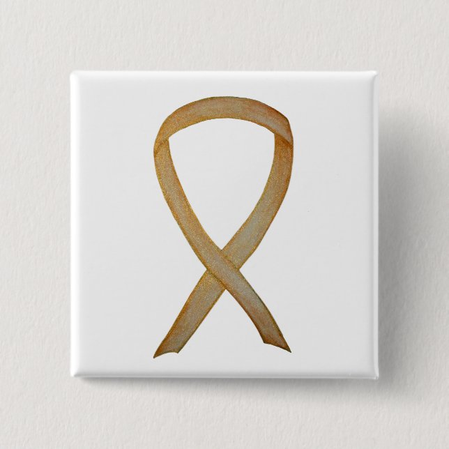 Gold Awareness Ribbon Custom Art Button (Vorderseite)