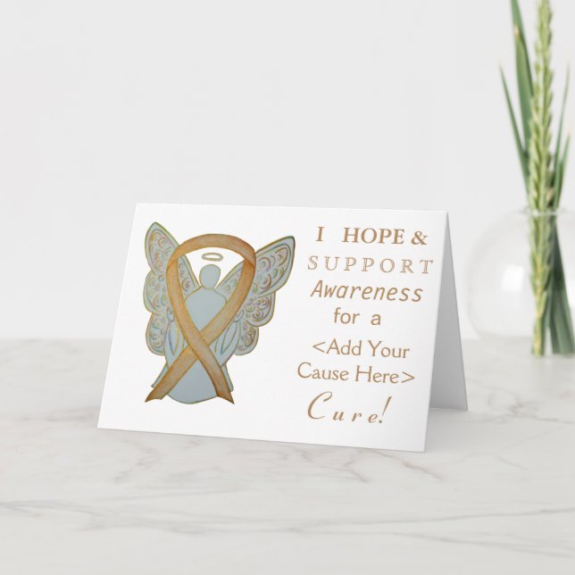 Gold Awareness Ribbon Custom Ursache Engel Cards Karte (Vorderseite)