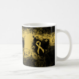 Gold Awareness Ribbon Grunge Herz Kaffeetasse