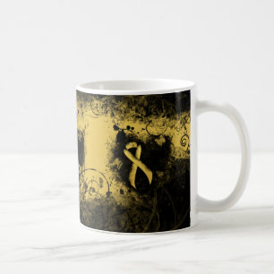 Gold Awareness Ribbon Grunge Herz Kaffeetasse