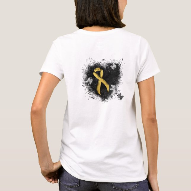 Gold Awareness Ribbon Grunge Herz T-Shirt (Rückseite)
