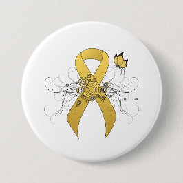 Gold Awareness Ribbon mit Butterfly Button