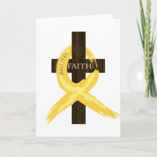Gold Awareness Ribbon on Cross Karte