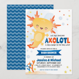 Gold Axolotl Boy Baby Dusche Einladung