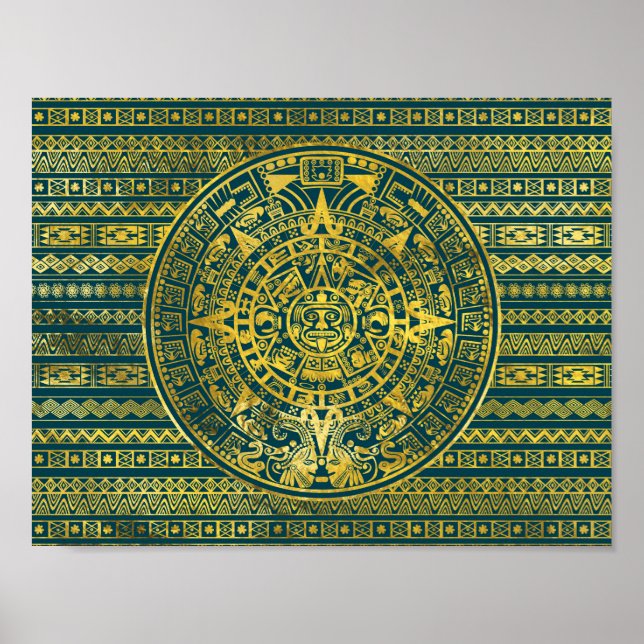 Gold Aztec Inca Maya Kalender Poster (Vorne)