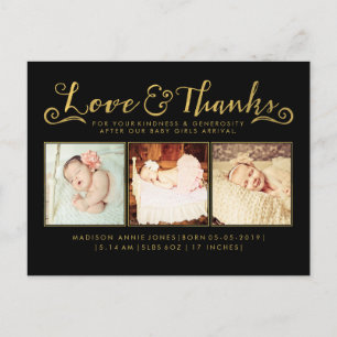 Gold Baby Birth Announction Sip & See Postcard Ankündigungspostkarte