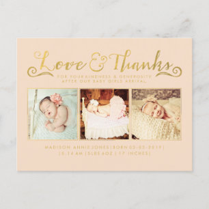 Gold Baby Birth Announction Sip & See Postcard Einladungspostkarte