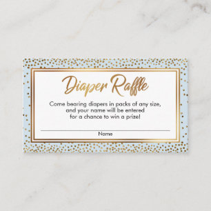 Gold, Baby Blue Confetti Diaper Raffelkarte Begleitkarte