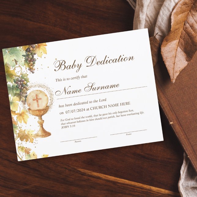 Gold Baby Dedication Certificate, Taufen (Von Creator hochgeladen)