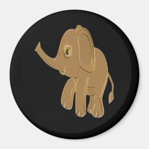 Gold Baby Elephant Looking Into Magnet