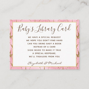 Gold Baby Library Book Request Pink Gold Princess Begleitkarte