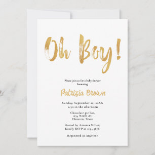 Gold Baby Shower Oh Junge Einladung