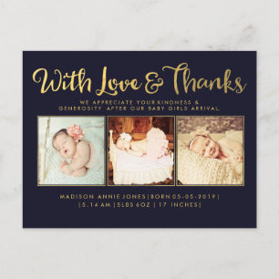 Gold Baby Sip und Siehe Postcard Foto Template Postkarte