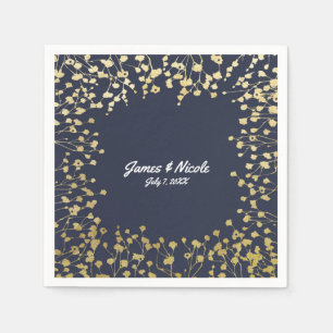 Gold Baby's Breath Florale Rustikale Blaue Hochzei Serviette