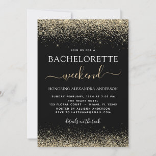Gold Bachelorette Weekend Modernes Glitzer Party Einladung