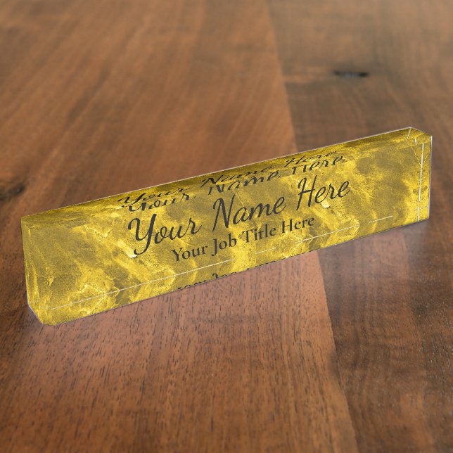 Gold Background - Anpassbare Schreibtisch-Namenssc Namensplakette (Seite)
